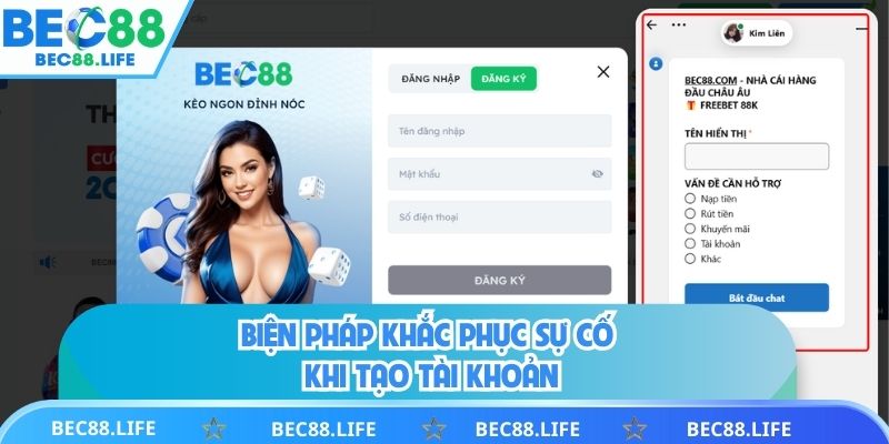 Biện pháp khắc phục sự cố khi tạo tài khoản