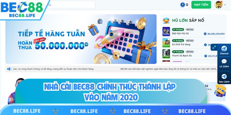 Nhà cái BEC88 chính thức thành lập vào năm 2020